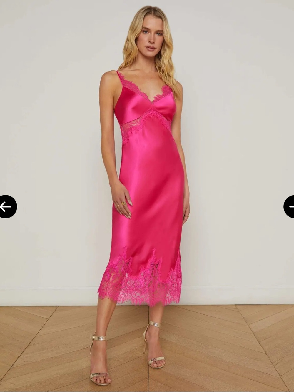 NWT! L'AGENCE Scotly Silk Lace Hot Pink Midi Dress